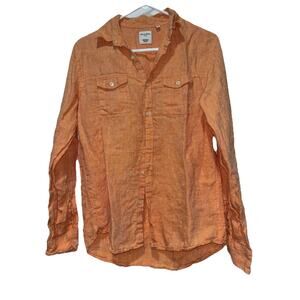 Baird Mcnutt Womens Linen Orange Murano Slim Fit Button Up Shirt Size M